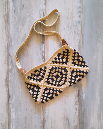 Cartera Bandolera de Verano Tejida a Crochet  Duo Beige