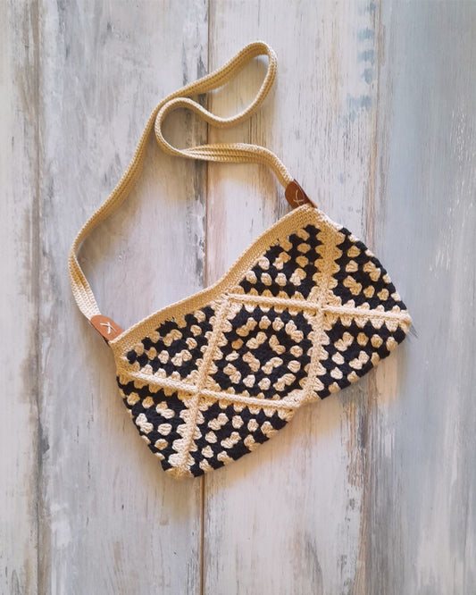 Cartera Bandolera de Verano Tejida a Crochet  Duo Beige