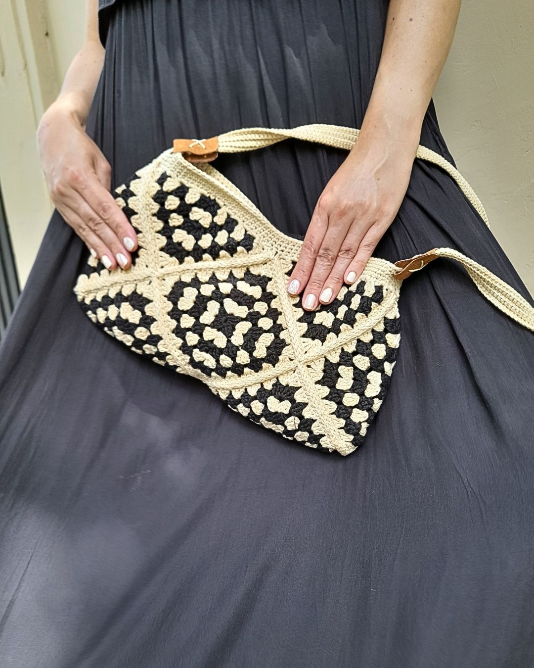 Cartera Bandolera de Verano Tejida a Crochet  Duo Beige