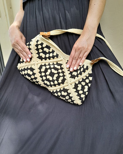 Cartera Bandolera de Verano Tejida a Crochet  Duo Beige