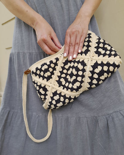 Cartera Bandolera de Verano Tejida a Crochet  Duo Beige