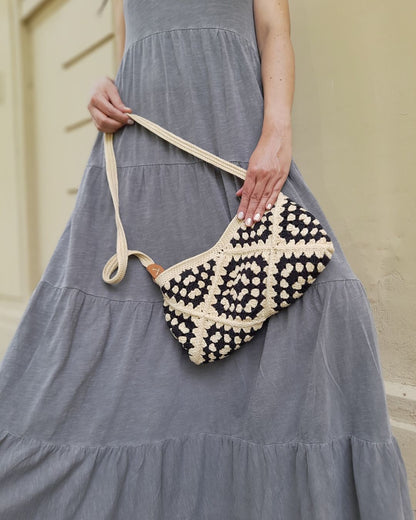 Cartera Bandolera de Verano Tejida a Crochet  Duo Beige