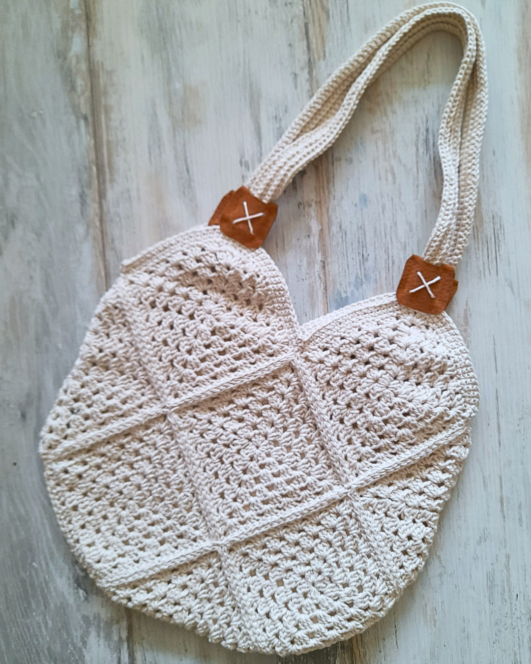 Cartera de hombro Verano Tejida a Crochet Beige