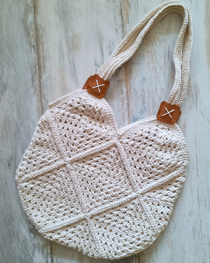 Cartera de hombro Verano Tejida a Crochet Beige