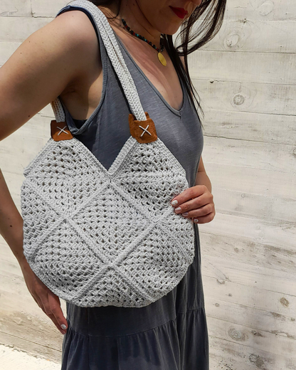 Cartera de hombro Verano Tejida a Crochet Beige